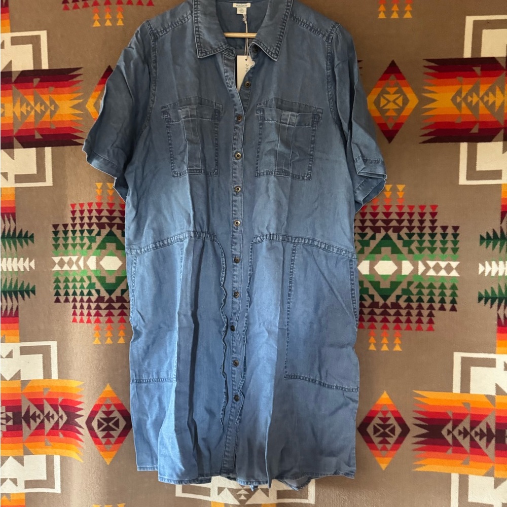 Blue Denim Button-Up Dress